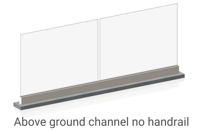 Groove balustrade above ground channel with no handrail