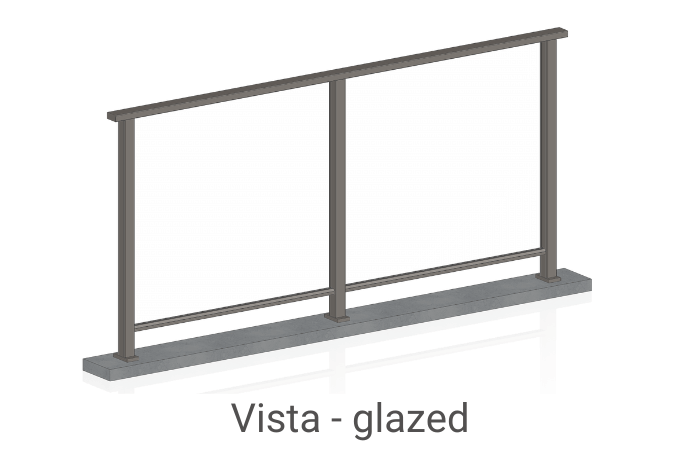 Vista fully framed aluminium glass balustrading