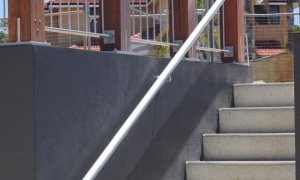 Manning community centre stainless steel handrail timber bollard custom fence