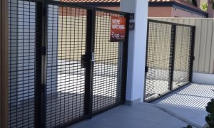 apartment security access gate steel black mesh