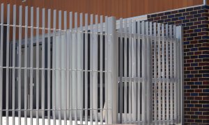 manning communicty centre galvanised steel fence and gate sercurity vertical fins palisade